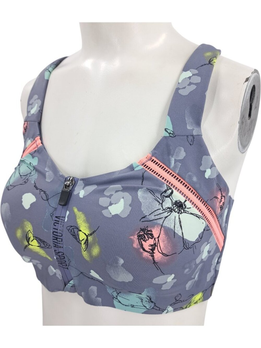 Victorias Secret Incredible Knockout Ultra Max Sports Bra Size 36D Floral Zipper